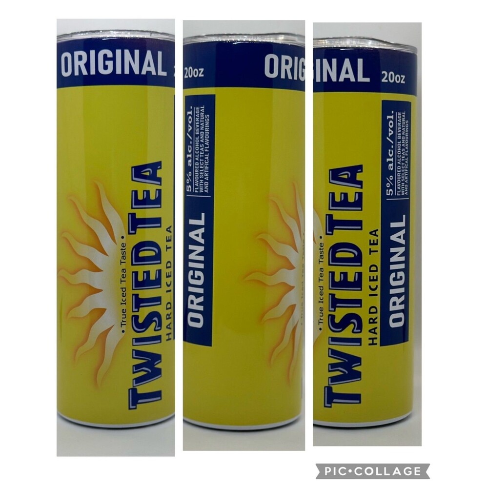 NEW "Twisted Tea" 20 oz. Stainless Steel Tumbler w/Straw Set & Silicone Tip